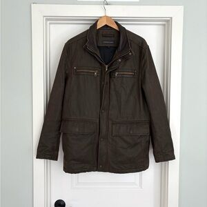 Andrew Marc Canvas w/leather Trim Chore Jacket M